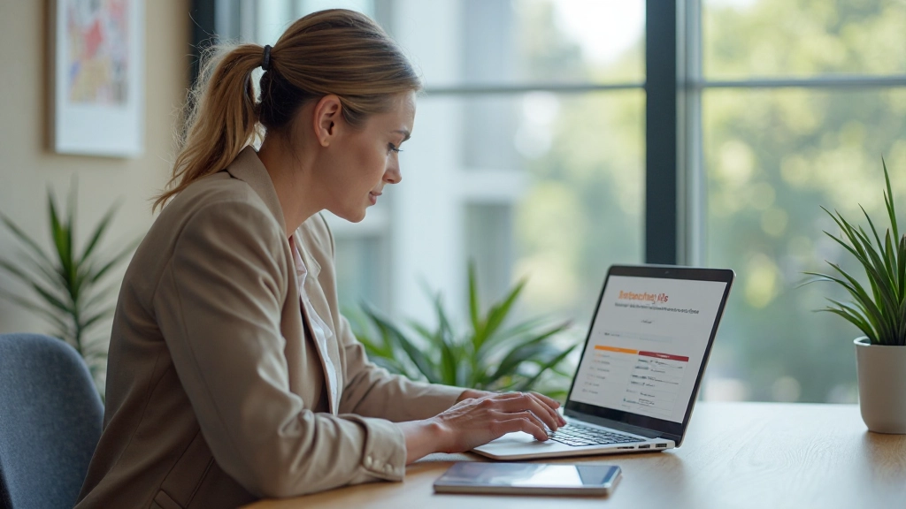 Человек просматривает тарифные планы мобильной связи и интернета на ноутбуке в офисе